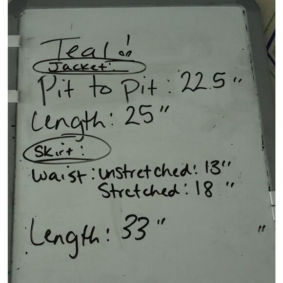 Vintage 90s KORET Teal Blue Green Microsuede Skirt Suit Set Jacket 14 Old Money - Picture 7 of 8